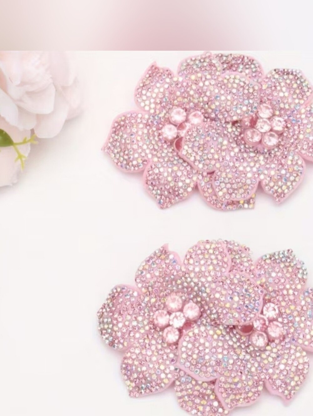 Pink Crystal Flower Shoe Clips